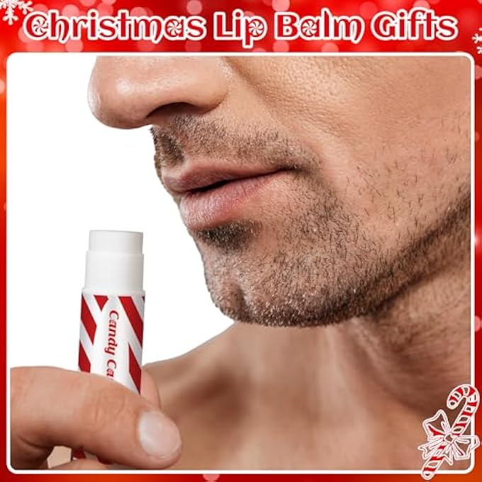 Siifert 25 PACK CHRISTMAS LIP BALMS BULK CHRISTMAS CANDY PEPPERMINT CANE SCENTED HOLIDAY FLAVOR LIP BALM GIFTS XMAS PARTY GIFTS BULK XMAS ITEMS STOCKING STUFFERS FOR WOMEN MEN STAFF EMPLOYEE (CANDY) - Image 4